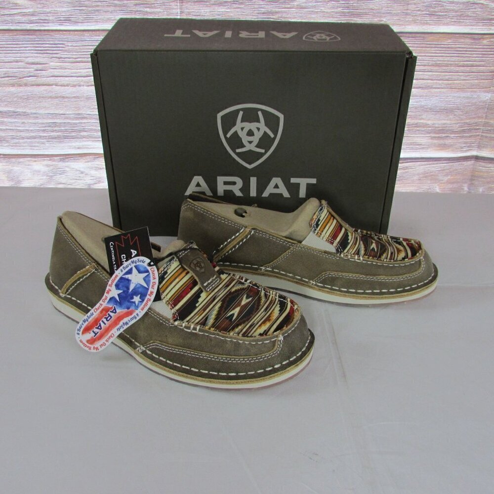 Ariat Women's Cruiser Slip On Moccasin Loafer Shoe Brown Bomber/Santa Fe Mustard